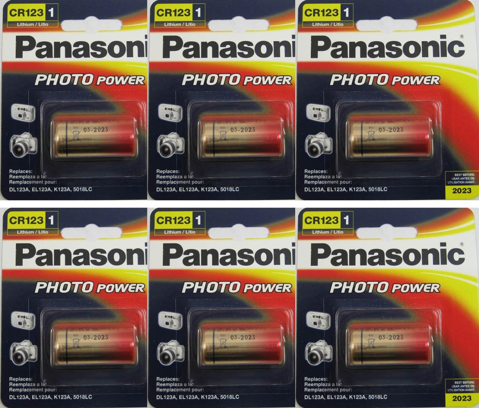 Panasonic CR123A 3 Volt Photo Lithium CR123 123 Battery x 6