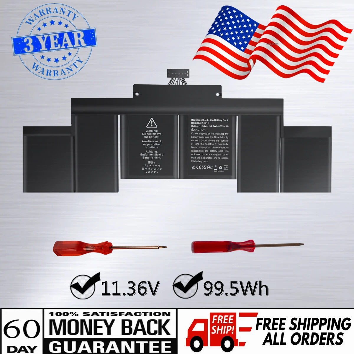 ?A1618 Battery For Apple MacBook Pro 15''Retina A1398 Late 2013 Mid 2014 2015