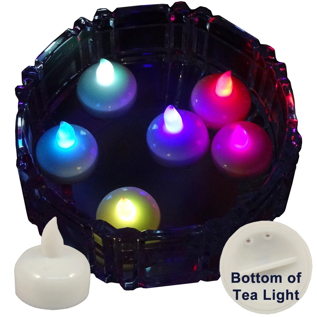 Qty 6 Battery Operated FLOATING Multicolor LED Tealights Tea Lights Flameless