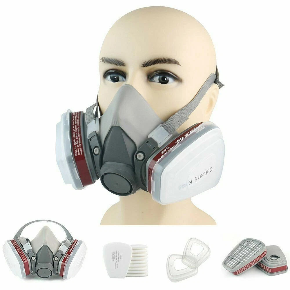 Reusable Half Face Gas Mask Facepiece Spray Painting Respirator Safety For 6200