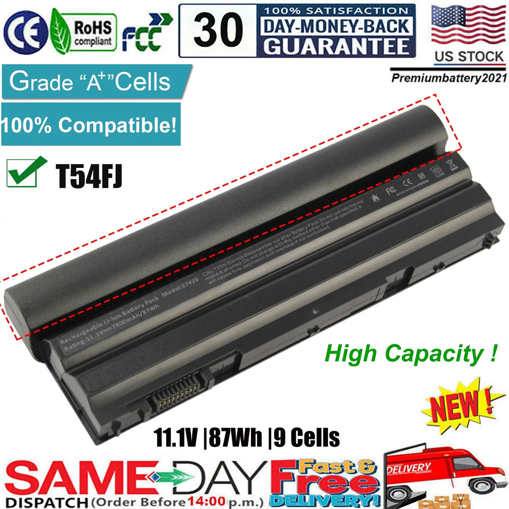 9 Cell Battery For Dell Latitude E5420 E5430 E5530 E6420 E6430 E6520 E6530 T54FJ