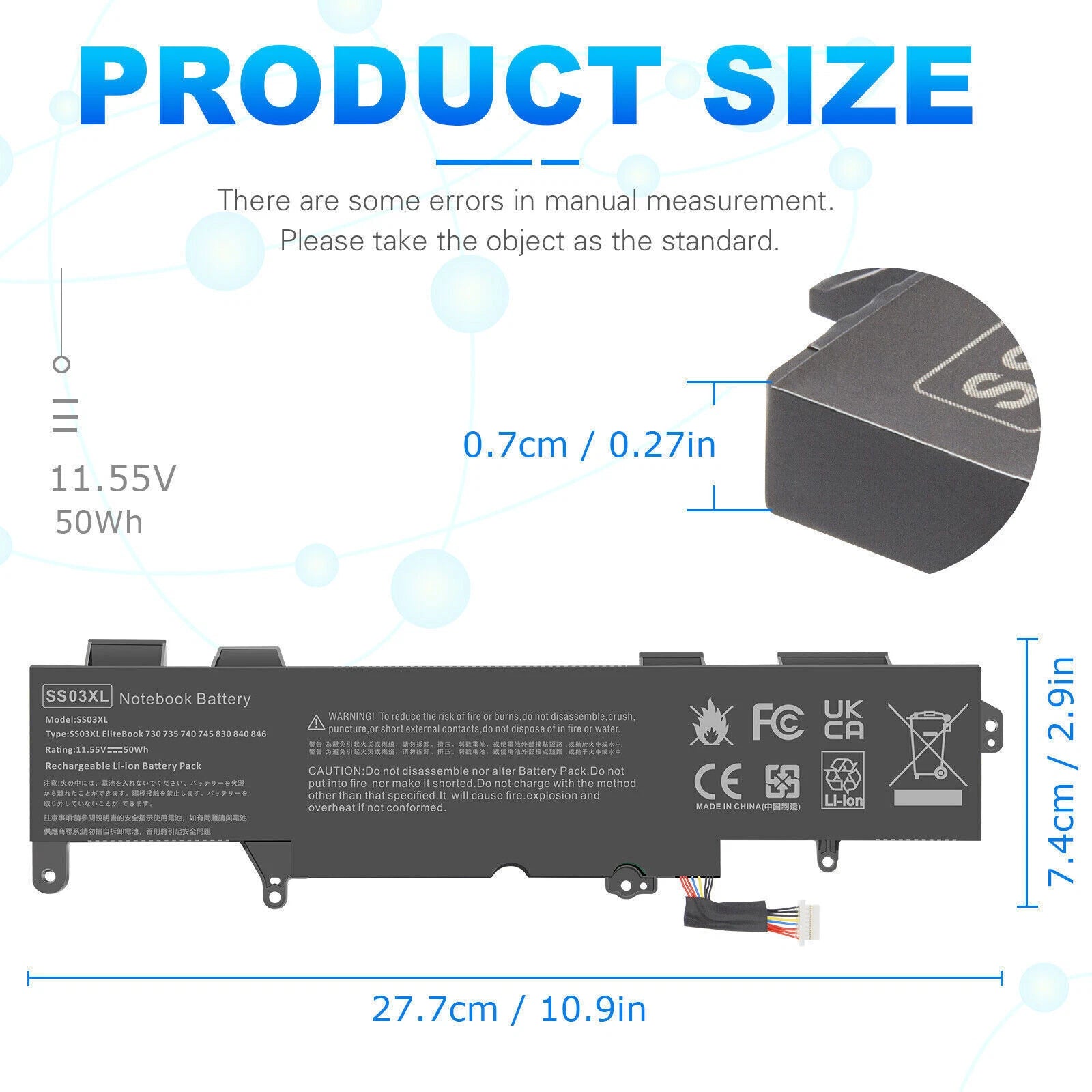 Battery For HP EliteBook 735 745 830 836 840 846 G5 SS03XL 933321-855 HSN-I12C