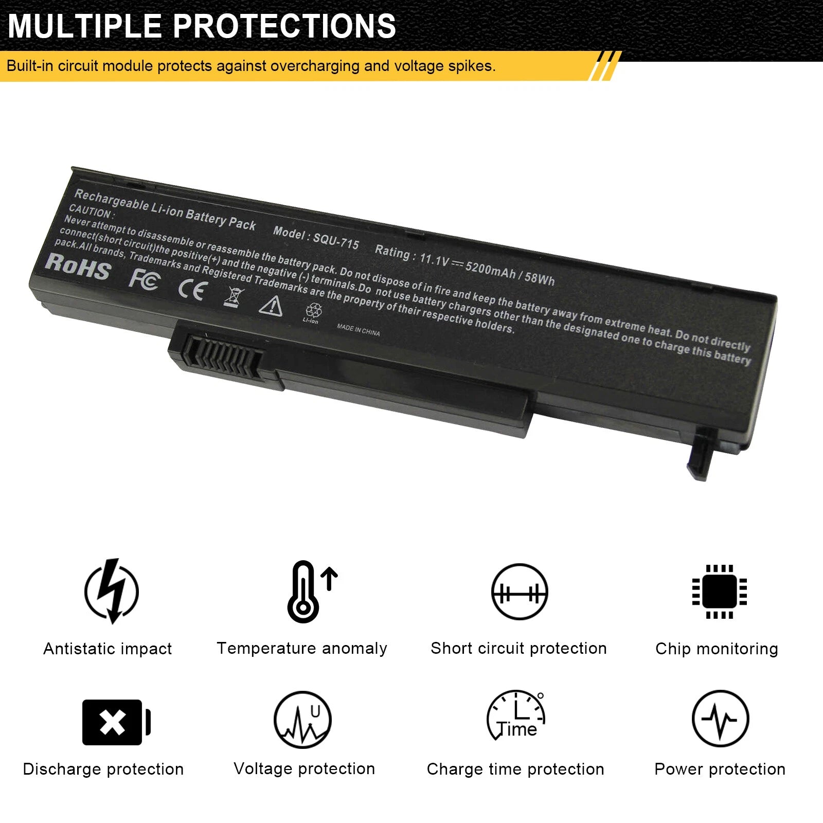 SQU-715 NEW Battery For Gateway SQU-720 M-6823a W35044LB W35044LB-SP W35044LB-SY