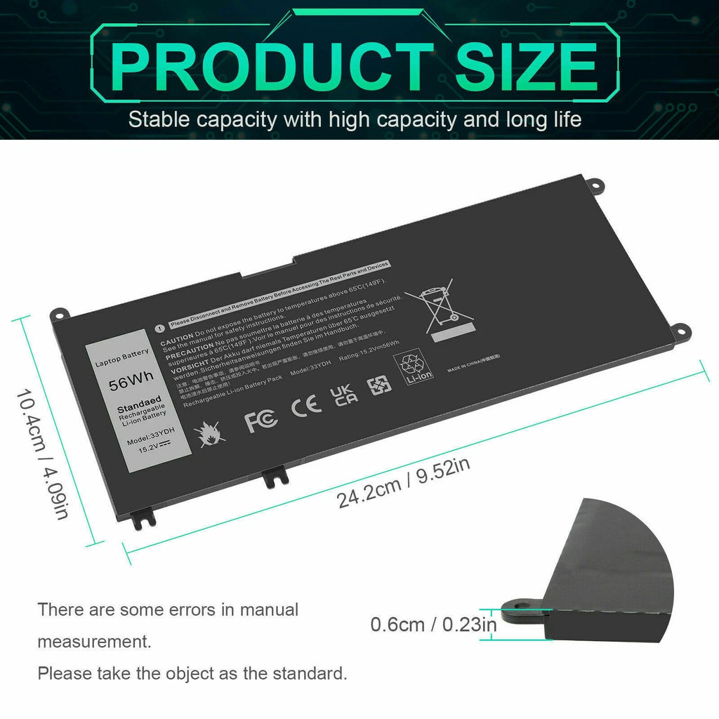 33YDH Lapop Battery for Dell Inspiron 15 7000 17 7773 7778 7786 7779 2in1 G3 New
