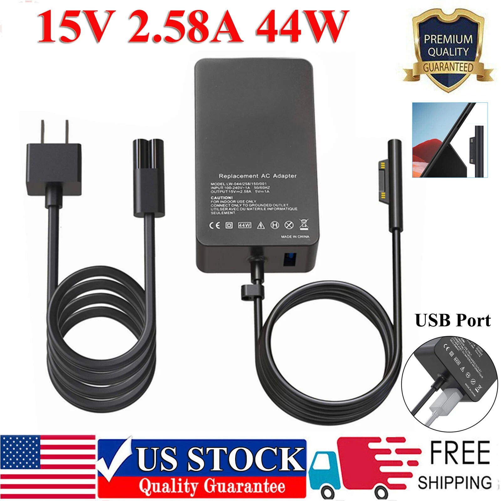 For Microsoft Surface Pro 3 4 5 6 Go Book Power AC Adapter Laptop Charger 1800
