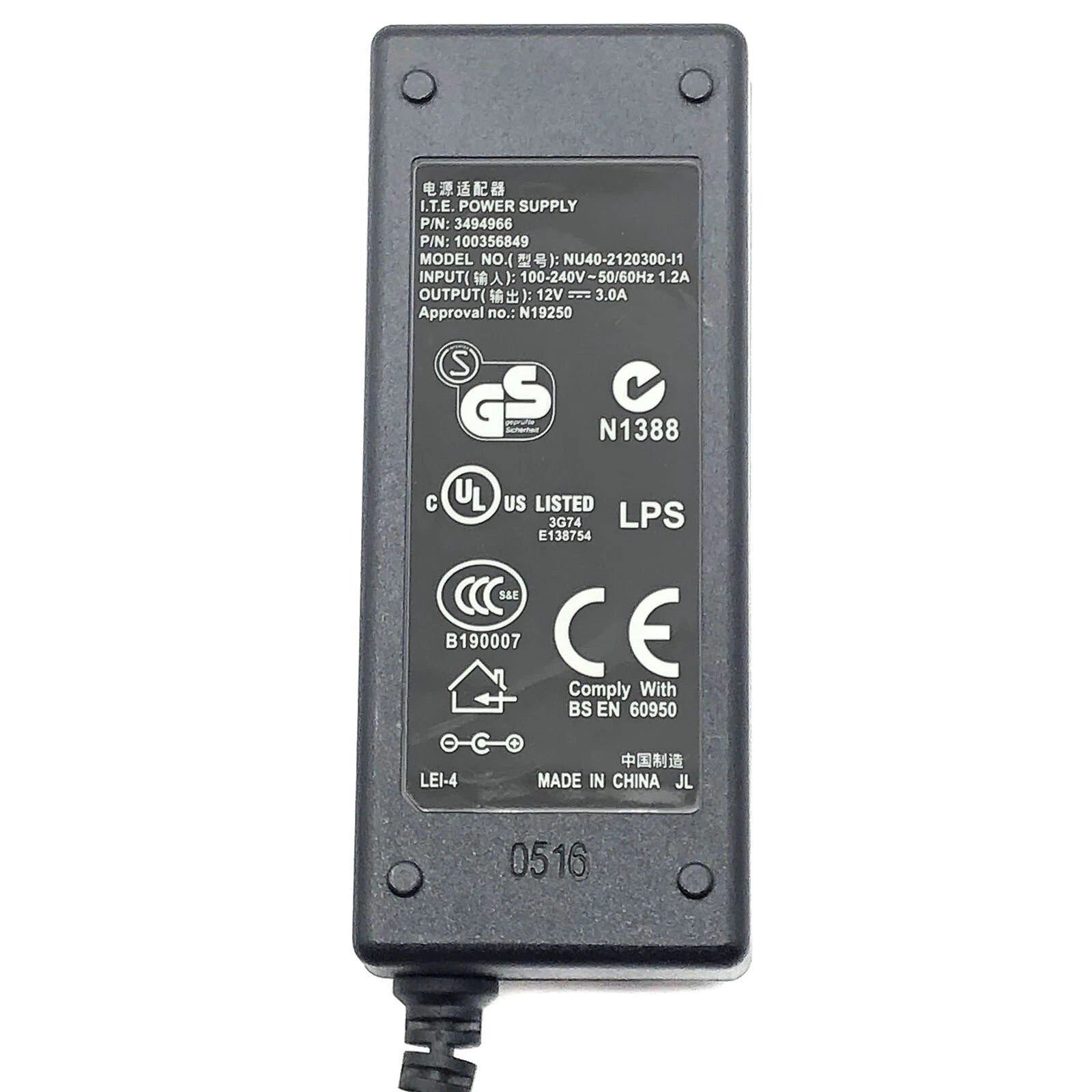 NEW Genuine LEI 36W AC Power Supply Adapter NU40-2120300-I1 12V 3A