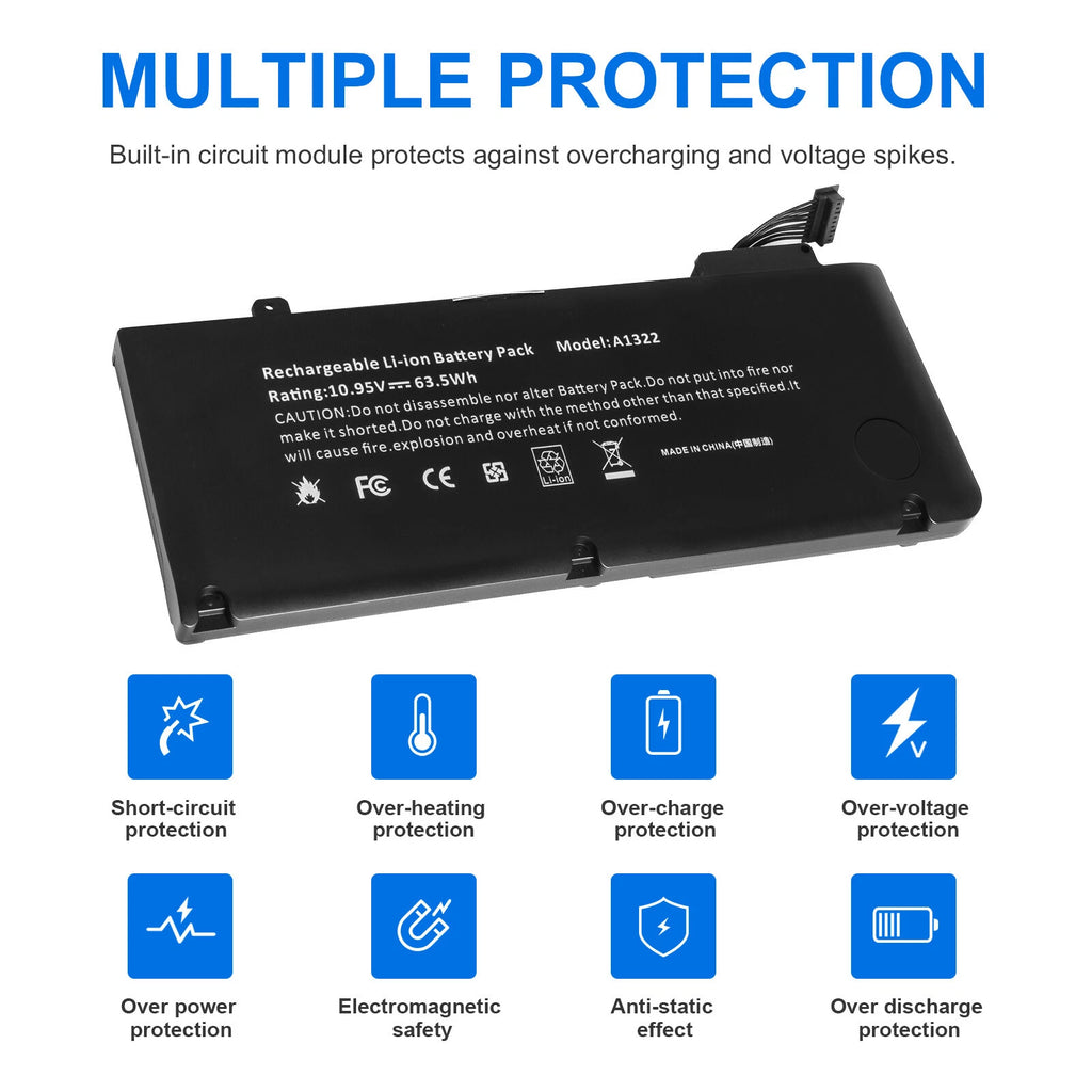 A1322 Battery for Apple Macbook Pro 13" A1278 Mid 2012 2010 2009 E 2011 63.5WH