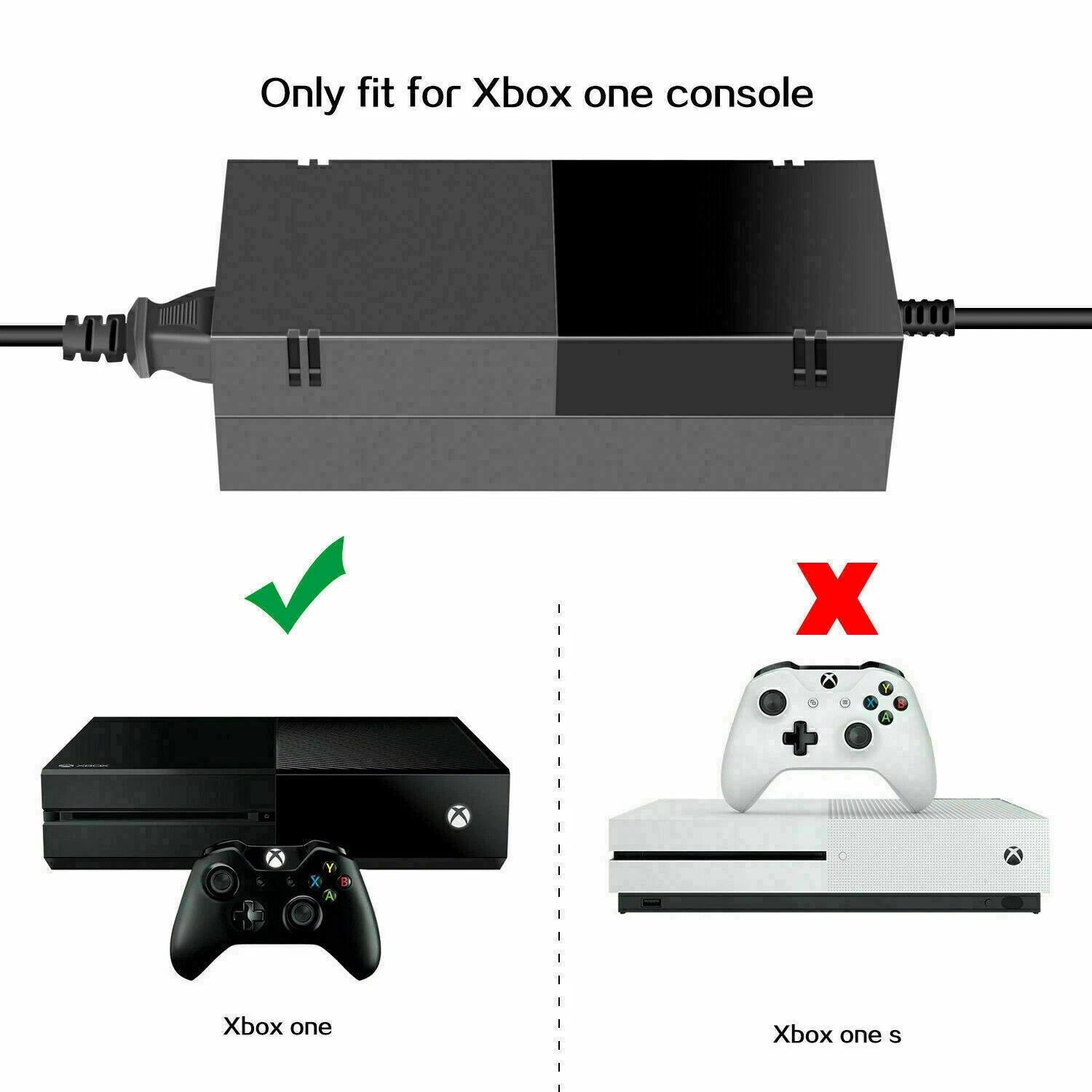 For Microsoft Xbox One Power Brick Console AC Adapter Brick Charger Cable & Cord