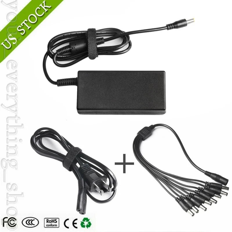 Security Camera Power Adapter with 8-Way Power Splitter, 12V 5A Power Charger