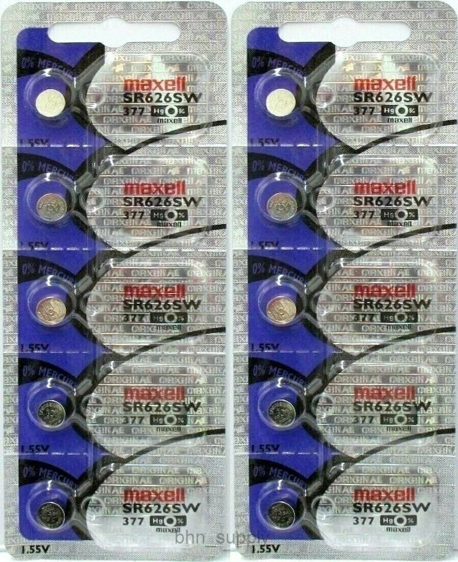 Maxell Button Cell SR626SW 377 Pack of 10 Batteries