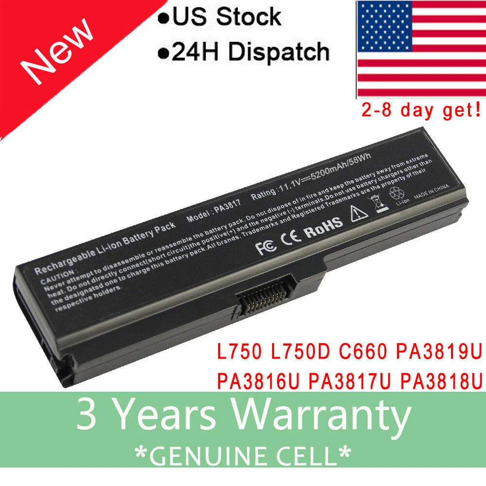 Replacement PA3817U-1BRS Battery for Toshiba A655 C655 L675 L675D L745 L755 P755