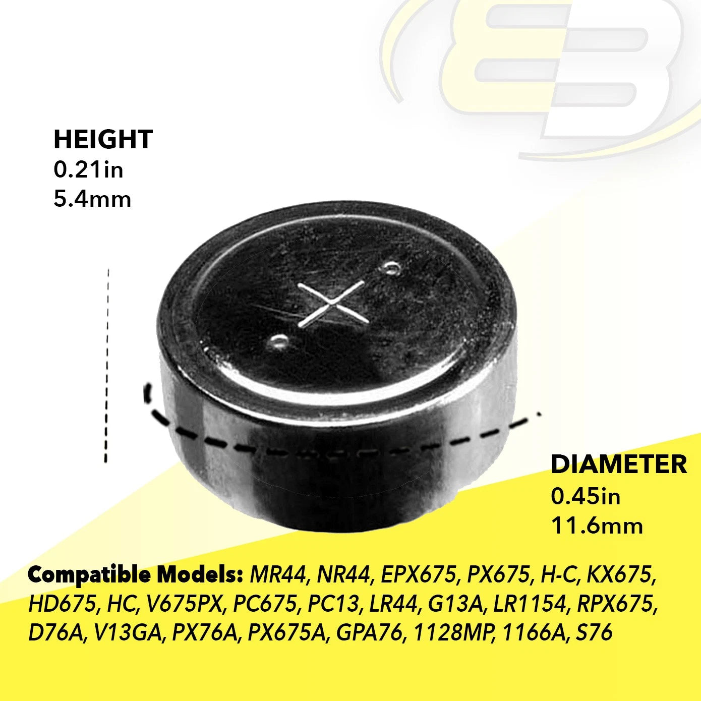 Exell Battery MRB675 Compatible With Wein MRB675, PX675, ANSI 1128MP, IEC MR44