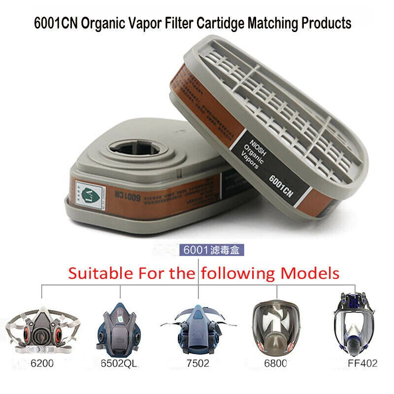 2Pcs 6001CN Organic Vapor Respirator Filter Cartridge F/ 6300 6800 7502 Gas Mask