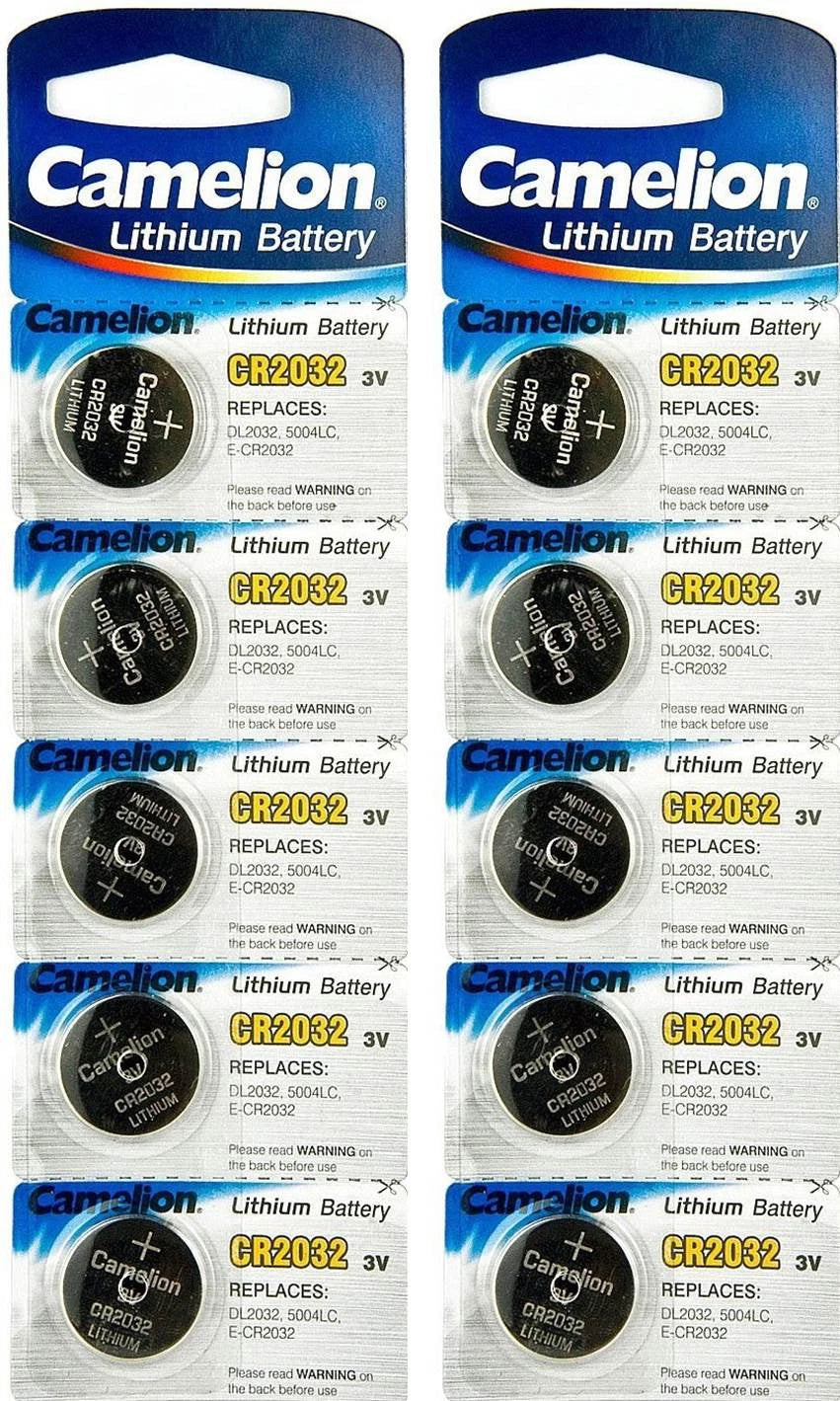 10 Camelion 2032 Battery (CR2032/ DL2032/ E-CR2032/ SB-T51/ LF1/ 2V) Lithium 3v