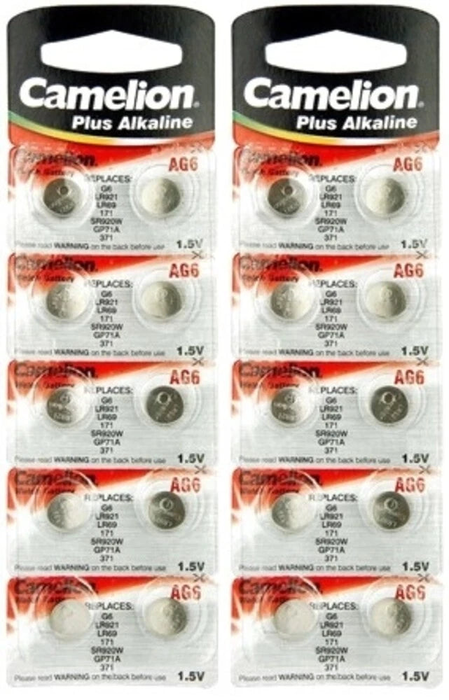 20 Pk Camelion AG6 LR920 371 370 D371 D370 LR920 Alkaline Button Cell Battery