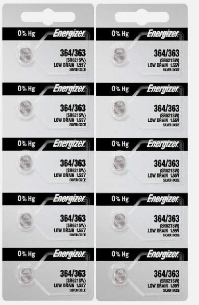 10 x Fresh Stock Energizer Watch Silver Oxide Batteries 364/363 SR621SW Battery