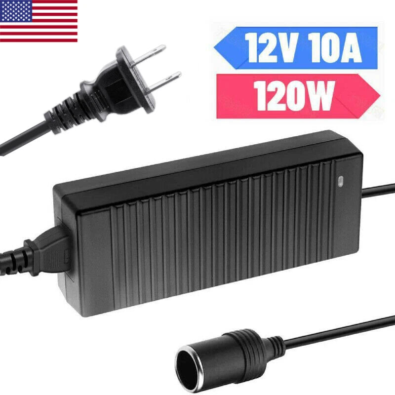 12V 10A Power Supply AC to DC Adapter Car Cigarette Lighter US Charger Adapter