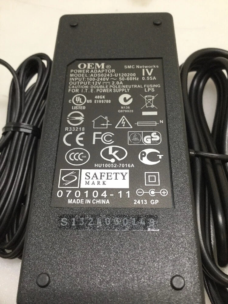LOT OF 10 OEM 12V 2.0A AC Adaptor Power Charger Input 100-240V ADS0243-U120200
