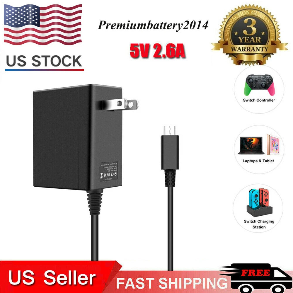 AC Adapter Power Supply Wall Travel Charger For Nintendo Switch 110V-245V 2.6A