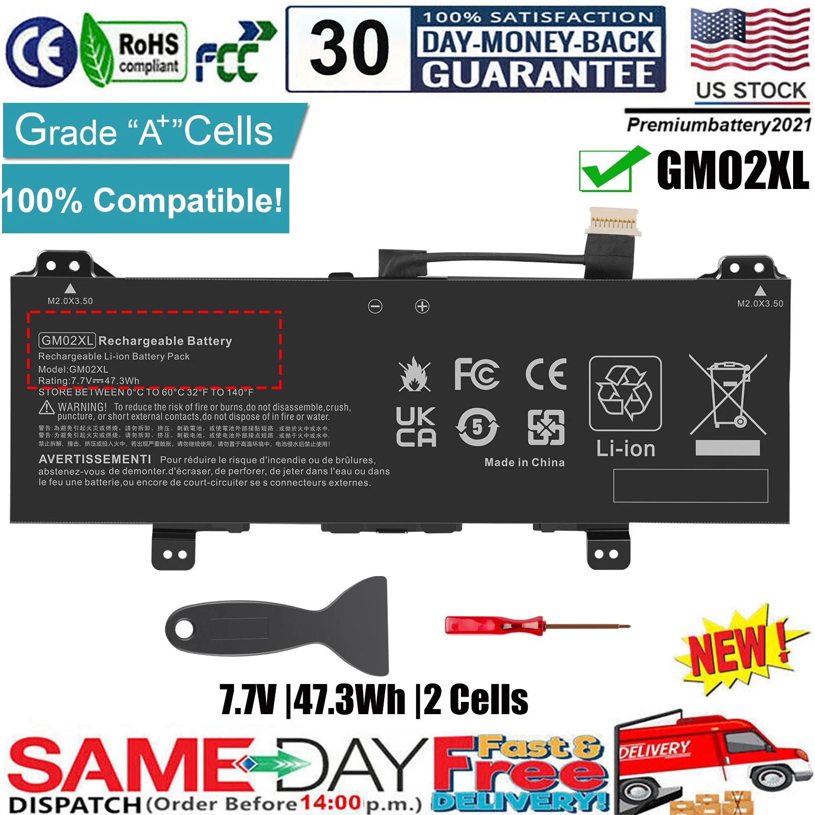 ?GM02XL Battery FOR HP Chromebook 14 G5 Chromebook X360 11 G1 917725-855 GMO2XL