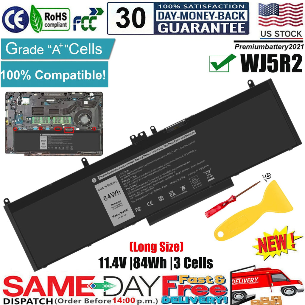 ?NEW WJ5R2 Battery For Dell Latitude 5570 E5570 Precision 3510 Series 4F5YV 84Wh