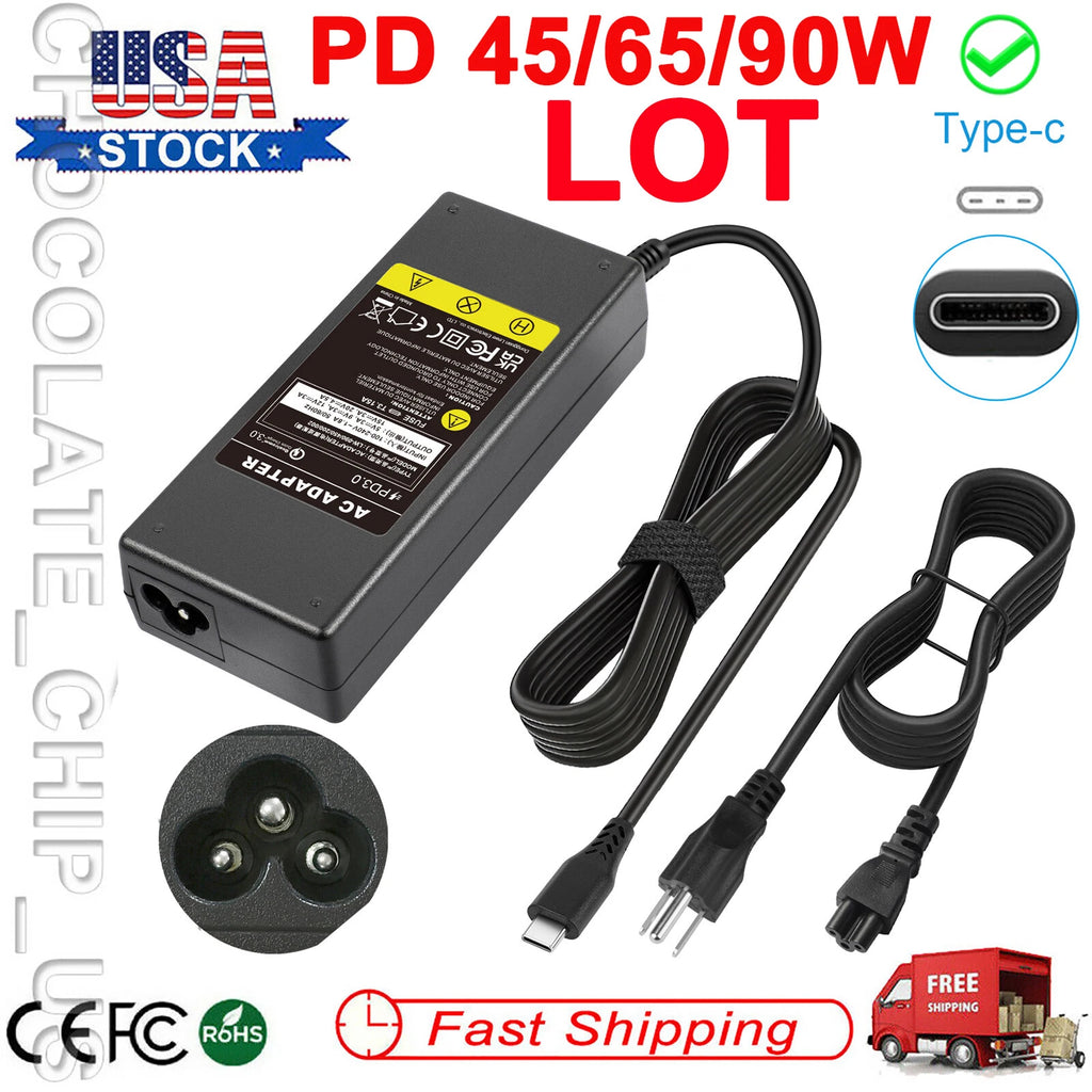 Lot USB-C Laptop Adapter Charger for Lenovo Chromebook Dell Samsung Switch Acer
