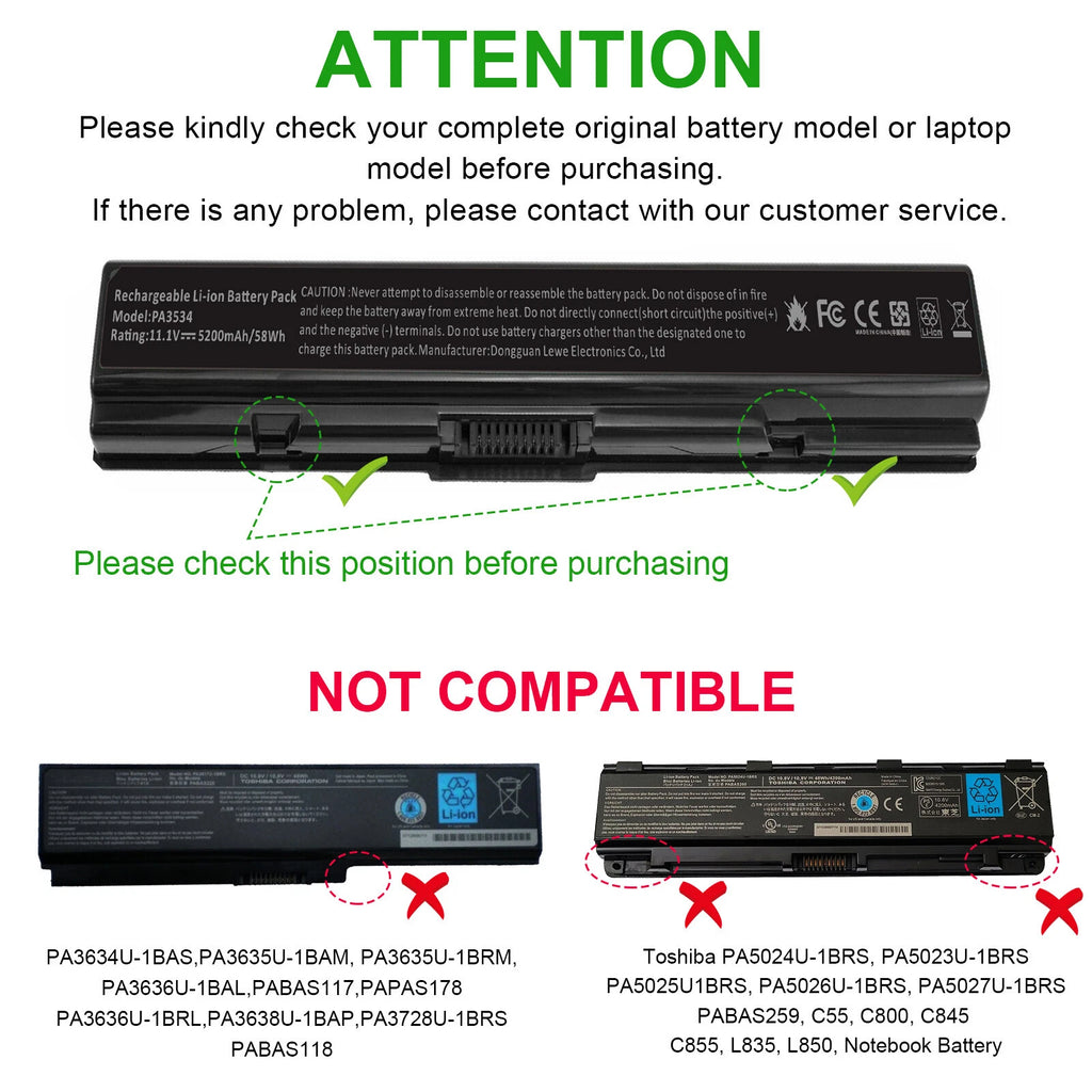 Battery For Toshiba Satellite M202 L505-S5990 L305-S5894 A205-S5831 L305-S5944