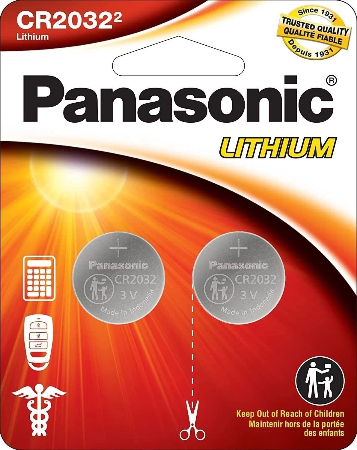 Panasonic CR2032 3.0 Volt Long Lasting Lithium Coin Cell Batteries in Child...