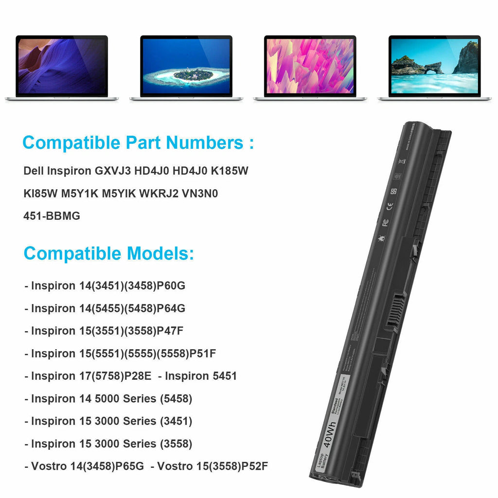 M5Y1K K185W Battery 40Wh For Dell Inspiron 3451 3458 5455 5551 5555 5558/Charger