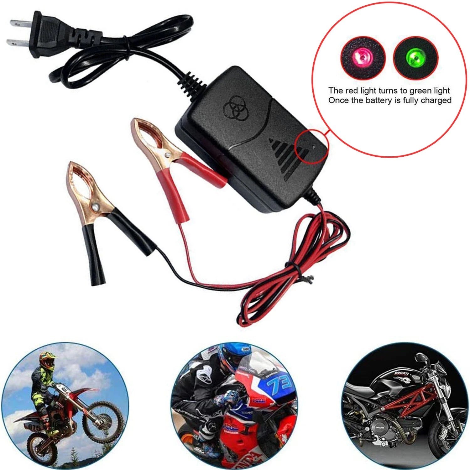 2PCS Car Battery Charger Maintainer 12V Trickle RV for Truck Motorcycle ATV Auto