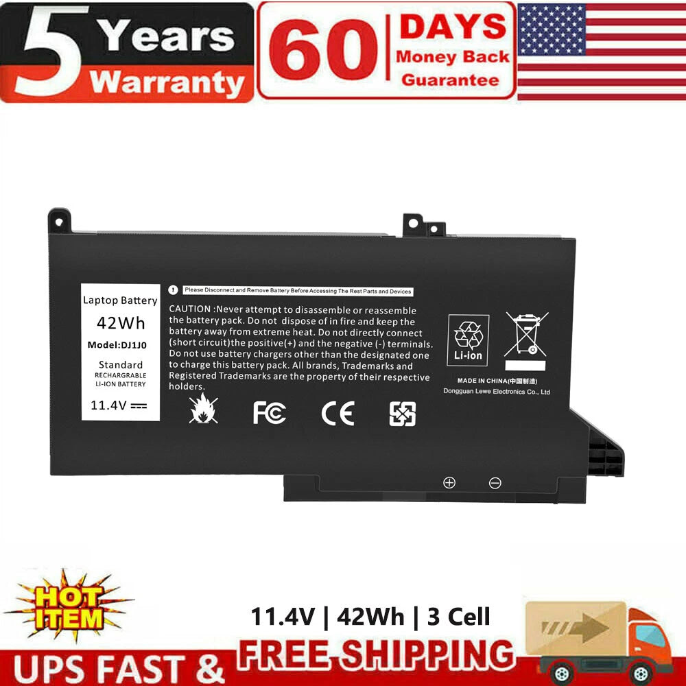 DJ1J0 Battery For Dell Latitude 14 7000 7480 7490 E7480 E7290 E7390 E7490 42Wh