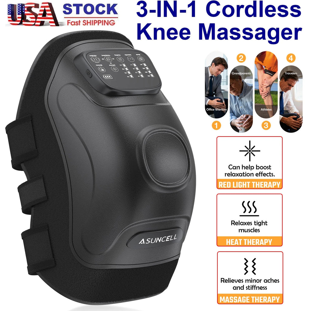 Wireless Knee Massager with Heat Vibration Massage LED Screen Infared Therapy