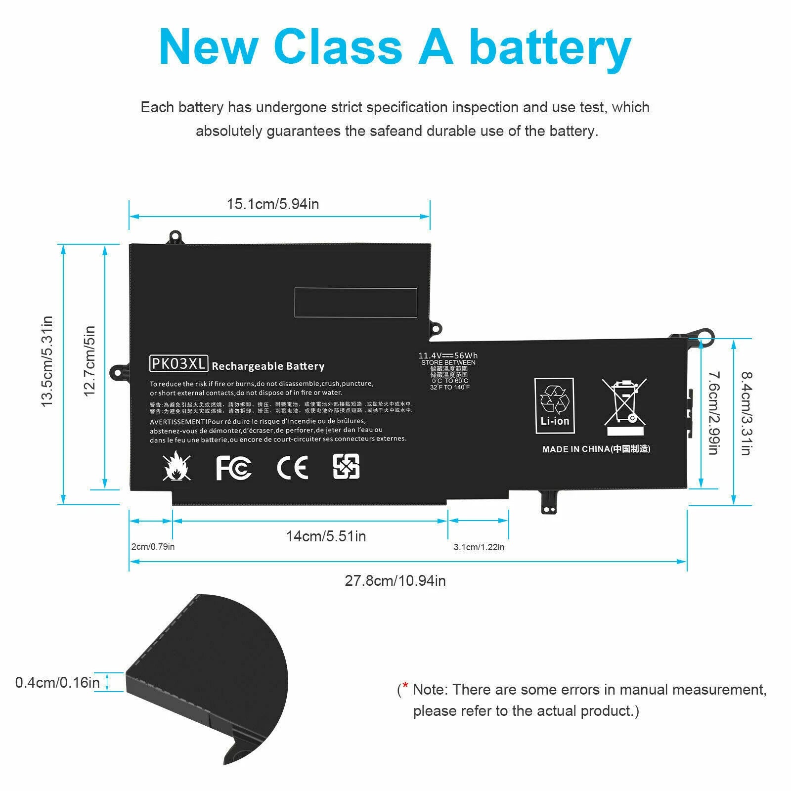 PK03XL Battery For HP Spectre X360 13-4100 13-4000 13-4200 789116-005 HSTNN-DB6S