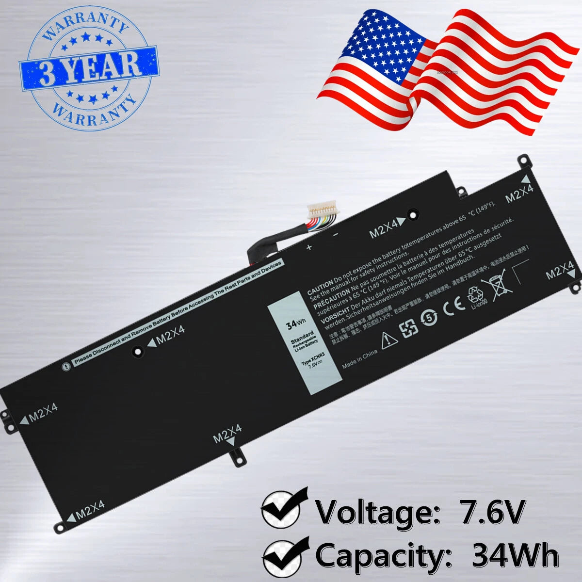 ? XCNR3 Battery For Dell Latitude XPS 13 7370 E7370 N3KPR 4H34M XCNR3 34Wh