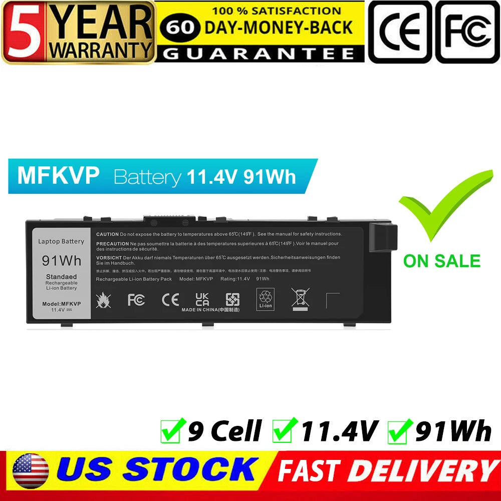 MFKVP Battery For Dell Precision 7510 7720 M7510 M7710 451-BBSB M28DH TWCPG 91Wh