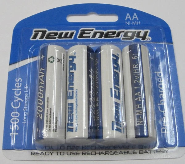 4 Rechargeable AA Batteries NiMH 2000mAh 1.2V 1500 Cycles Battery New Energy