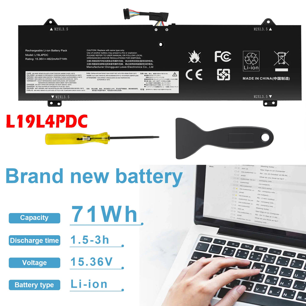 ?71Wh L19L4PDC L19M4PDC L19C4PDC Battery For Lenovo Ideapad Yoga 7-14ITL5 Series
