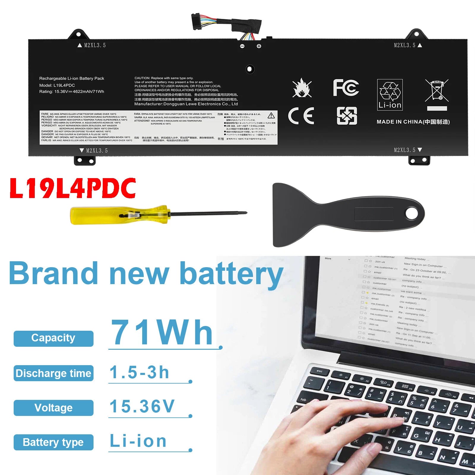 ?71Wh L19L4PDC L19M4PDC L19C4PDC Battery For Lenovo Ideapad Yoga 7-14ITL5 Series