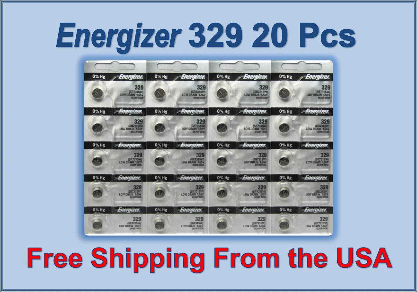 Energizer 329 Silver Oxide 20 Batteries (SR731SW / SR731W)