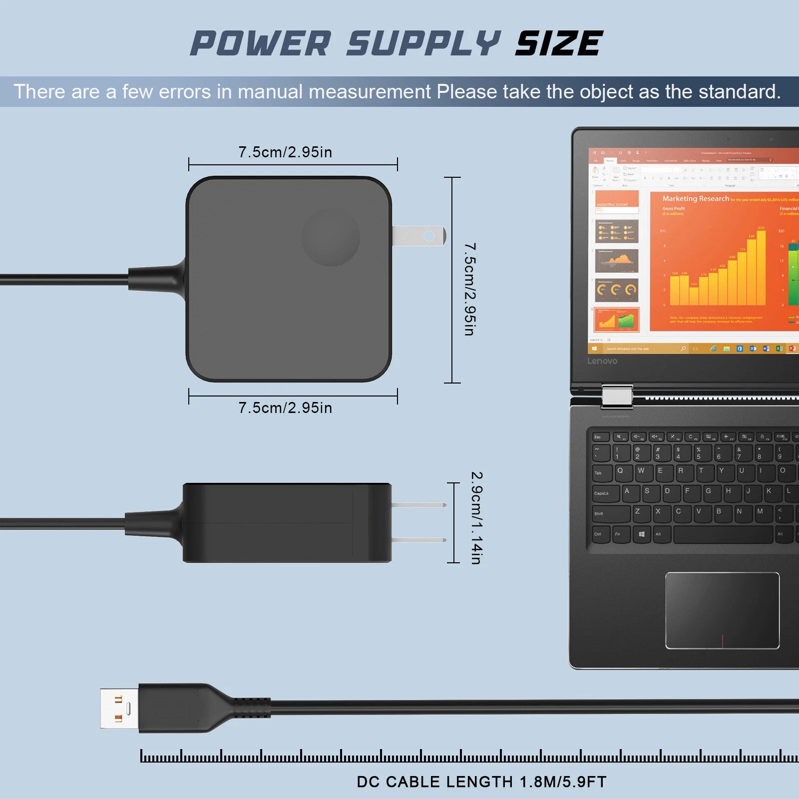 65W AC Adapter Charger for Lenovo Yoga 900S-12ISK, Yoga 900 IFI ISE Power Supply