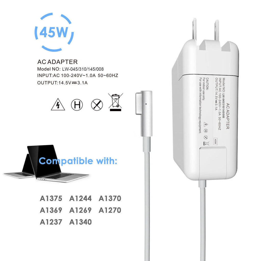 45W AC Power Adapter L-tip Charger for Apple Mac Macbook Air 11" 13" 2008 - 2011