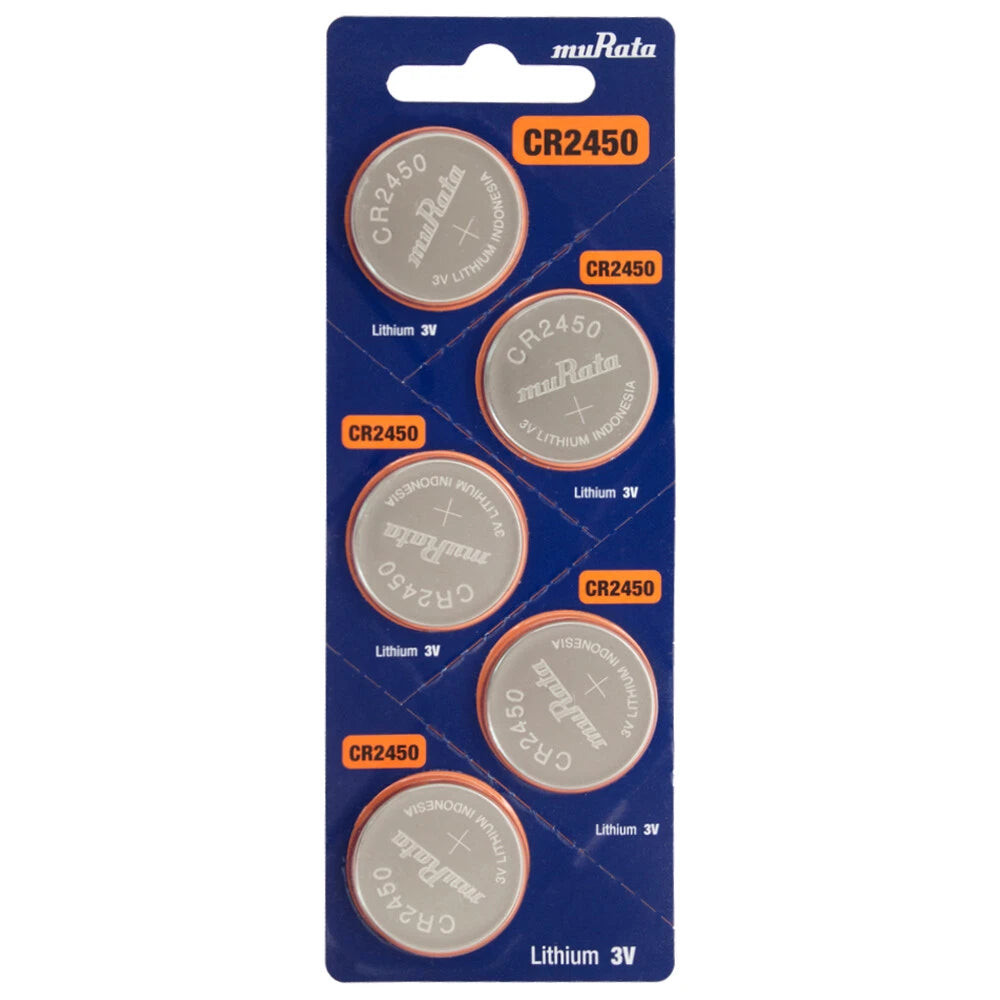 5 Pcs Murata CR2450 2450 Lithium Battery 3v, Replaces Sony