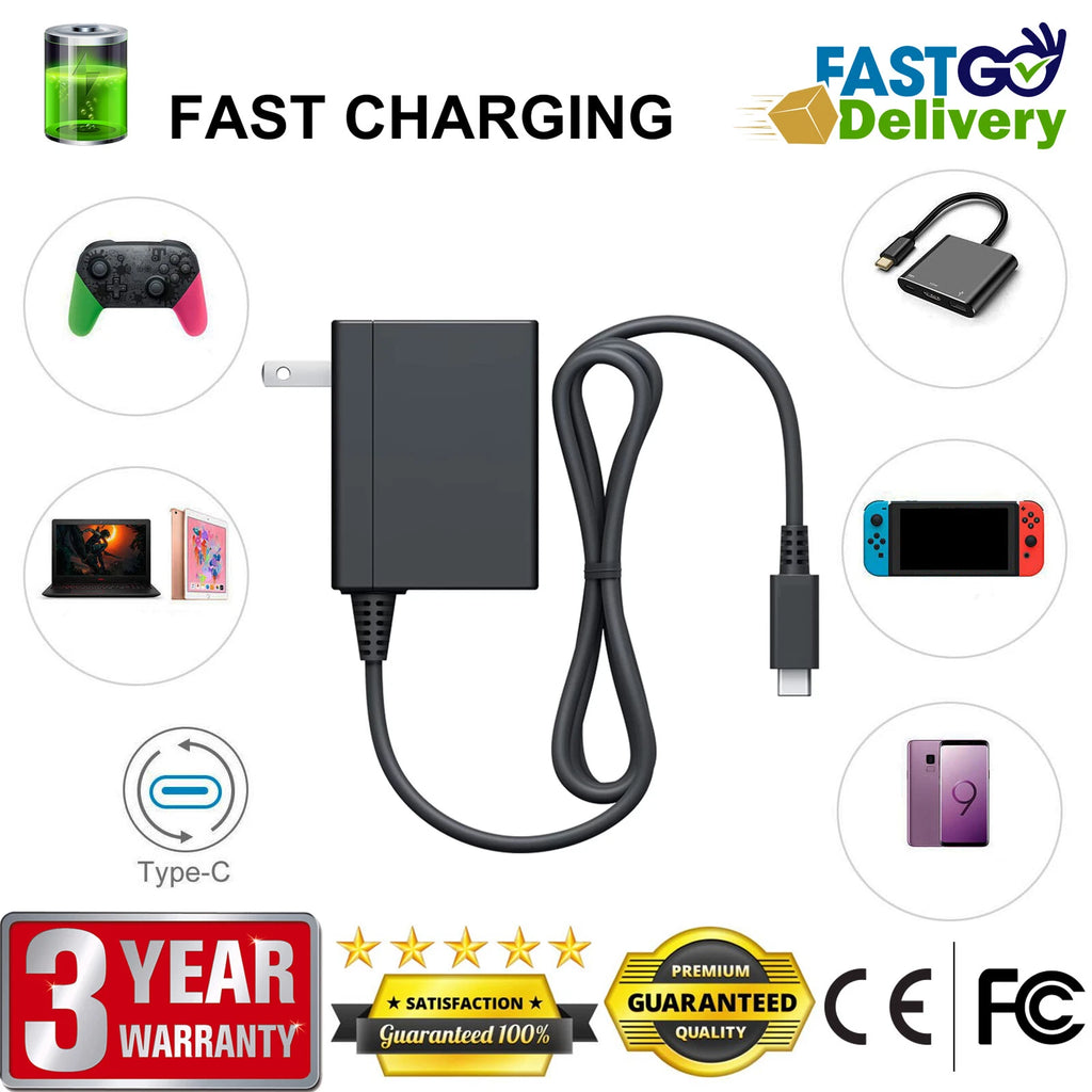 Portable AC Power Adapter Charger With Cable For Nintendo Switch / Lite / OLED