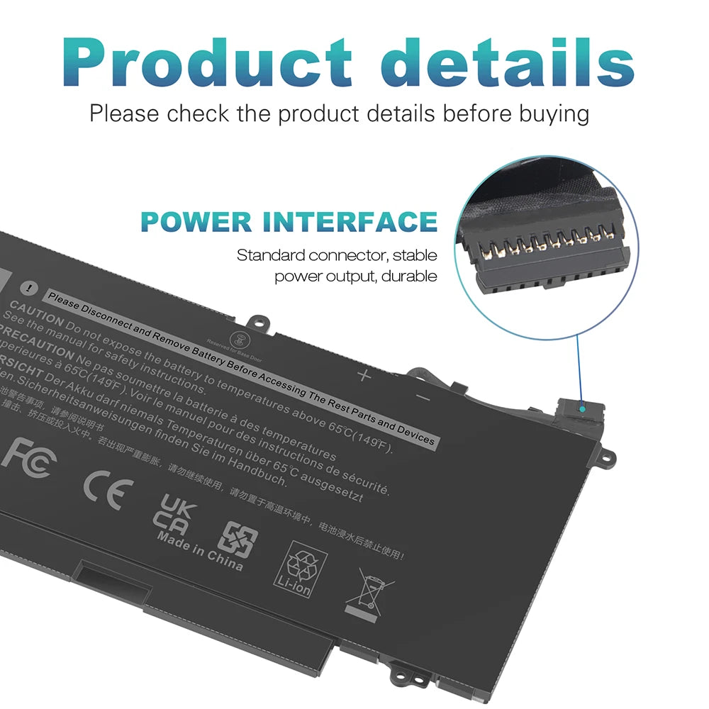 Battery for Dell Latitude 5289 7389 7390 2-in-1 71TG4 071TG4 K5XWW X49C1 60Wh US
