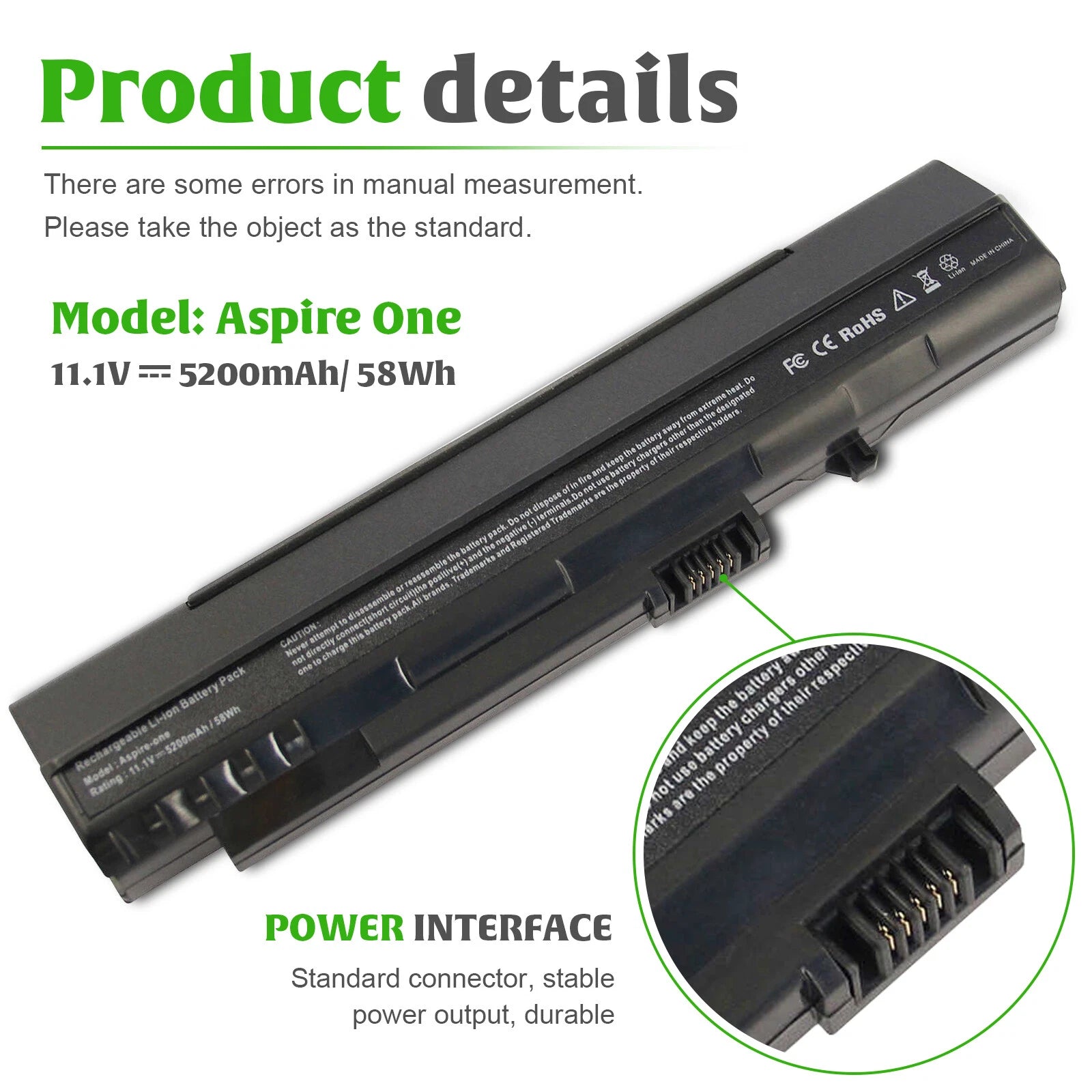 Laptop Battery for Acer Aspire One A110 A150 D150 D250 ZG5 UM08A31 UM08A73 PC