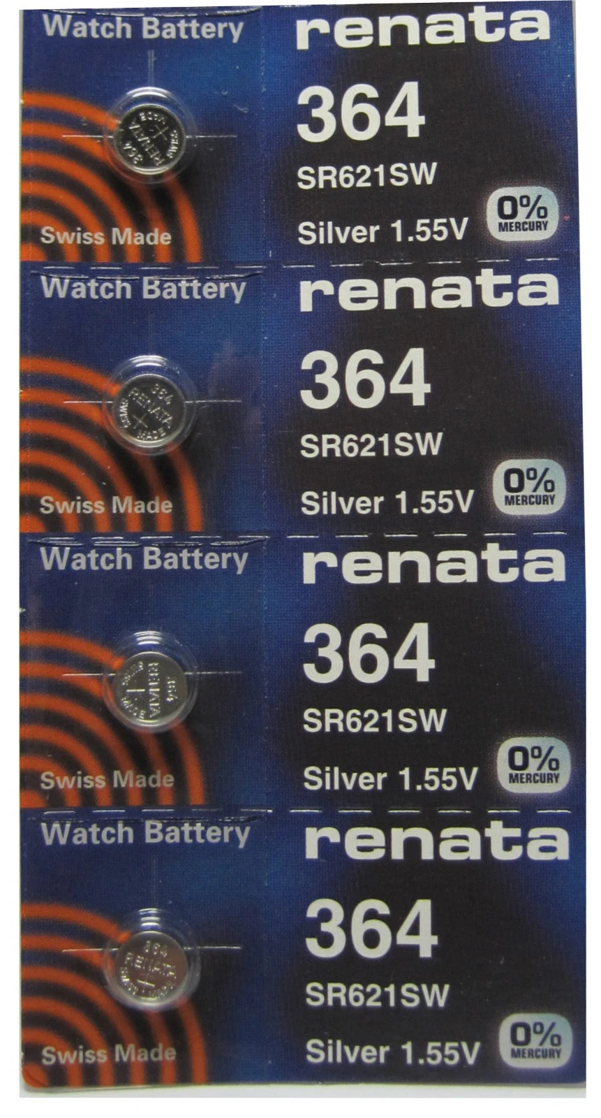 Renata 364 Watch and Calculator Batteries x 4
