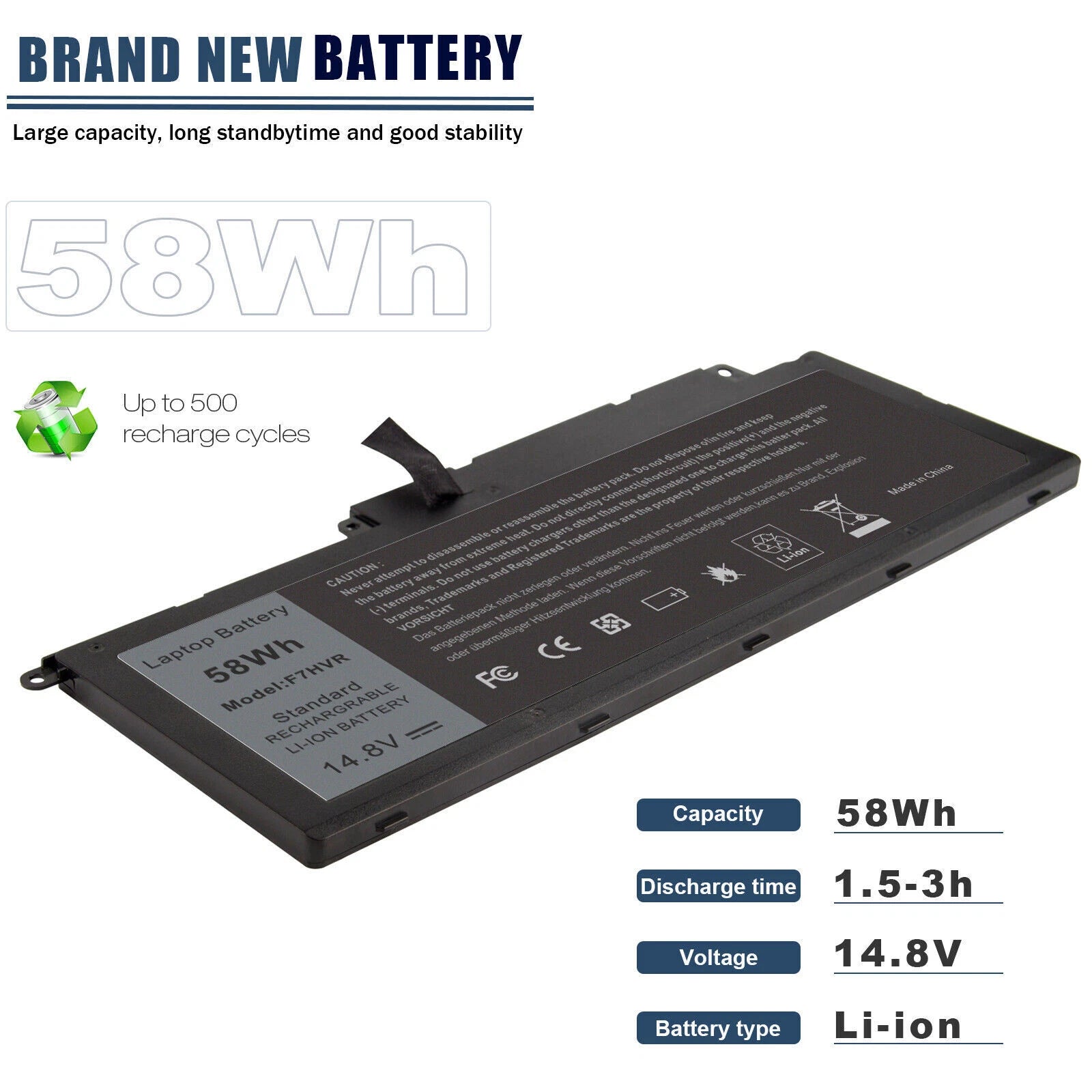F7HVR 062VNH G4YJM T2T3J Battery for Dell Inspiron 15 7537 17 7737 Series 58Wh