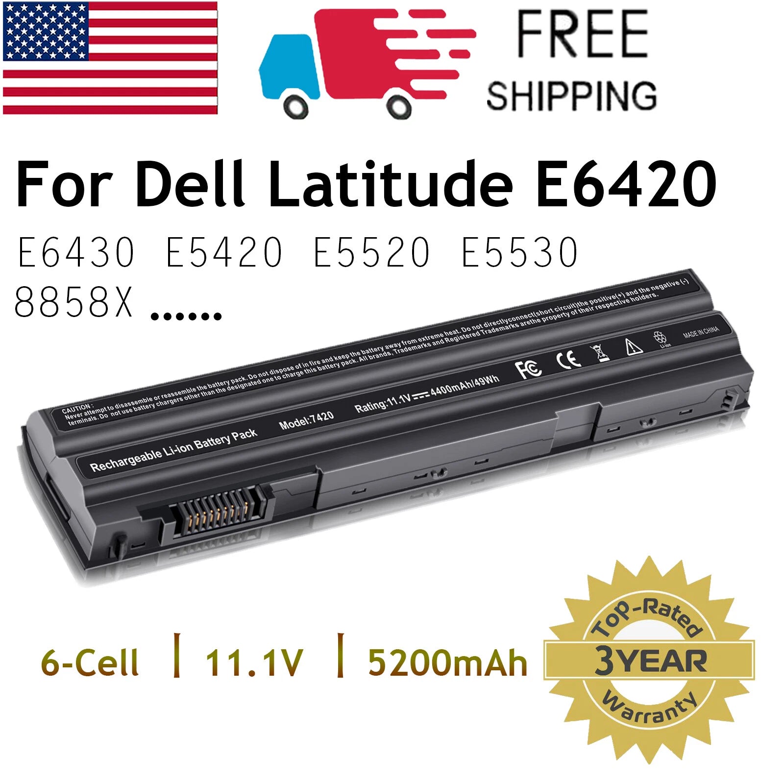 For Dell N3X1D T54FJ Latitude E6540 E6440 E5530 E5430 E6520 E6420 Battery