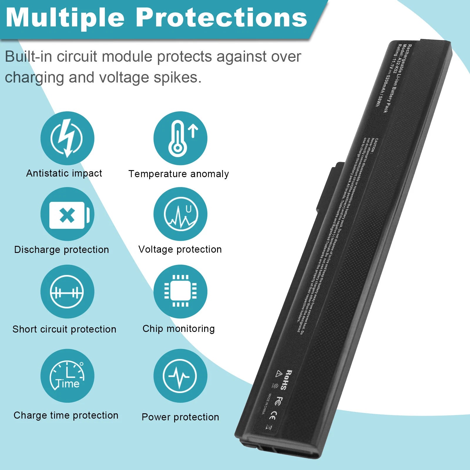 Laptop Battery for ASUS A32-K52 A41-K52 A42-K52 A31-K52 A52F A52J K52F K52J X52F