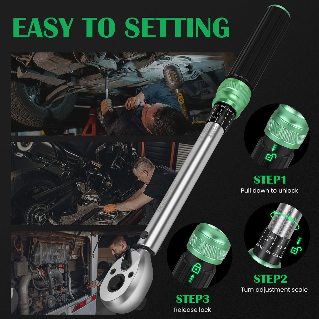 3/8" Drive 5-60Nm torque wrench set 72-Tooth Sockets & Accessories Bike Car